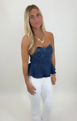 Sienna Denim Peplum Top