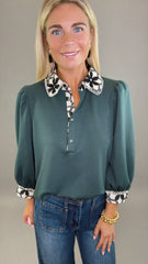 Collar Me Cute Top (dk green)