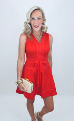In Stitches Dress (red)