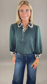 Collar Me Cute Top (dk green)