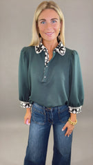 Collar Me Cute Top (dk green)