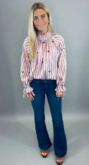 Maison Stripe Blouse (wine)