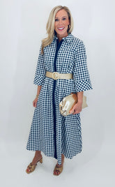 Checked & Collected Dress (navy)