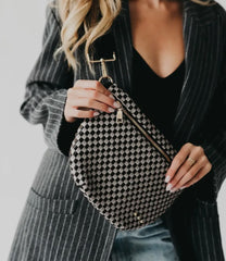 Woven Bum Bag (check grey/black)
