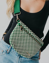 Woven Bum Bag (check emerald)