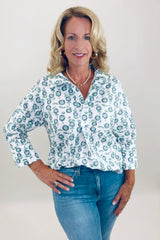 Button & Blossom Top (blue)