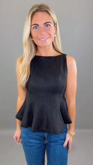 Obsidian Elegance Peplum Top