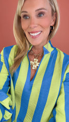 Statement Stripe Scallop Top (lime)