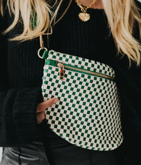 Woven Bum Bag (check emerald)