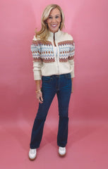 Fair Isle Zip Up Sweater