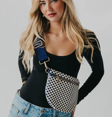 Woven Bum Bag (check navy)