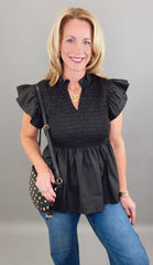 Midnight Ruffle Top