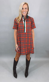 Plaid About You Dress (red)