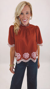 Petal Edge Blouse (brick)