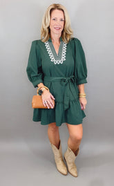 Flirt & Flounce Dress (hunter green)