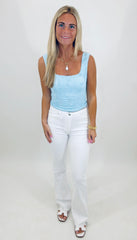 Lace Square Crop Top (breezy blue)