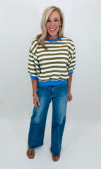 Carefree Stripe Top (olive)