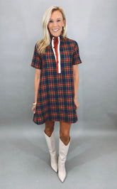 Plaid About You Dress (navy)