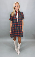 Plaid About You Dress (navy)