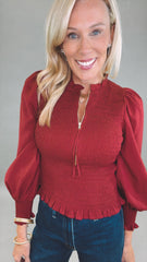 Poised Affair Top (burgundy)