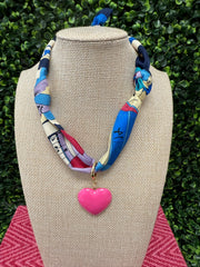 Bubblegum Heart Scarf Necklace