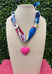 Bubblegum Heart Scarf Necklace