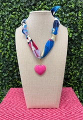 Bubblegum Heart Scarf Necklace
