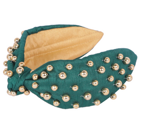 Gold Stud Headband (green)