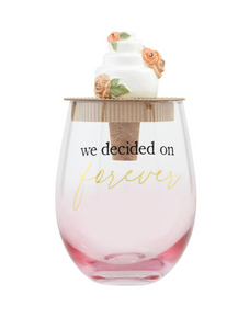 "We Decided" Wine Glass + Stopper