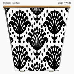 Cache Pot Candle (ikat fan/blk/wht) Cool Citrus Basil