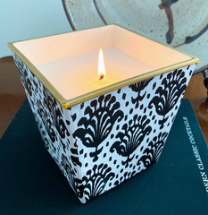 Cache Pot Candle (Blk Ikat/Blue Spa)