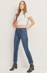 Hem Distress Slim Straight (dark denim)