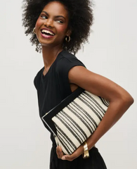 Margo Straw Stripe Clutch