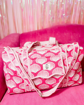 Pink Shell Quilted Large Duffle Bag