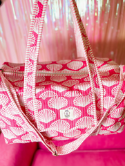 Pink Shell Quilted Large Duffle Bag