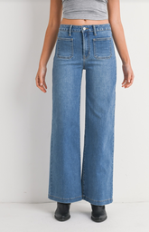 Mini Patch Pocket Wide Jean (med denim)