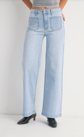 Mini Patch Pocket Wide Jean (lt denim)