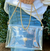 Fan Girl Clear Classic Purse + Gold Chain