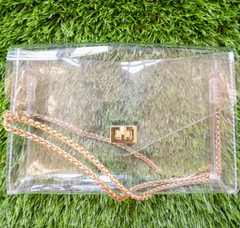 Fan Girl Clear Classic Purse + Gold Chain