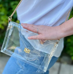Fan Girl Clear Classic Purse + Gold Chain
