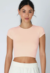 Jersey Crew Crop Tee (peach pink)