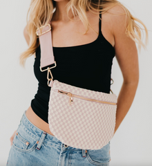 Woven Bum Bag (check blush)