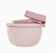 Woven Bum Bag (check blush)
