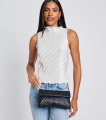 Priscilla Woven Clutch (black)