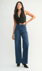 Mini Patch Pocket Wide Jean (dk denim)