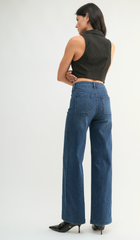 Mini Patch Pocket Wide Jean (dk denim)