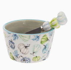 Chinoiserie Pumpkin Ceramic Bowl & Spreader Set