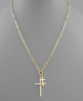 Double Cross Pendant Necklace