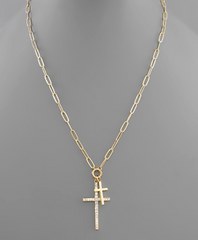 Double Cross Pendant Necklace