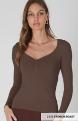 Shirred Line Long Sleeve Top